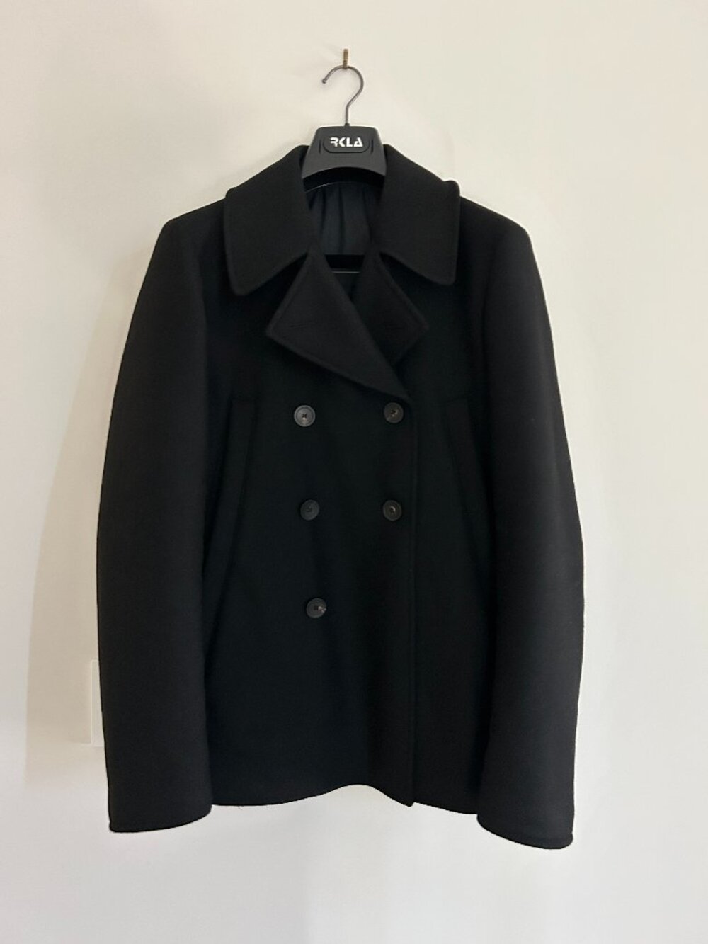 Emporio Armani Black Wool Peacoat Jacket Mens EU 48 US 48 Made in Italy